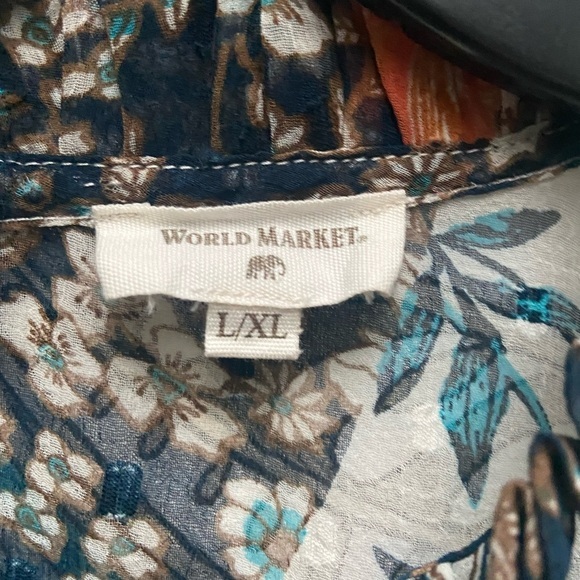 World Market Mixed Media Boho Flared Hem Long Sleeve Top - Picture 4 of 5